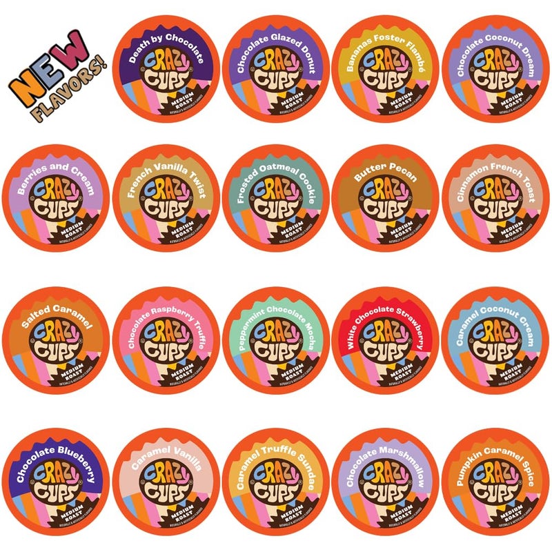 Crazy Cups Flavored Coffee in Single Serve Coffee Pods - Flavor Coffee Variety Pack for Keurig K Cups Machine, 20 Count - Image 1